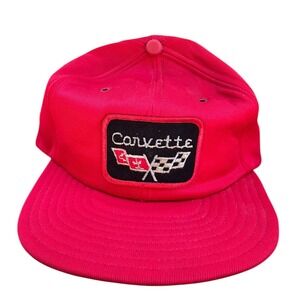 Vintage Corvette Hat Red Patch Snapback Adjustable‎ Baseball Cap Made In USA